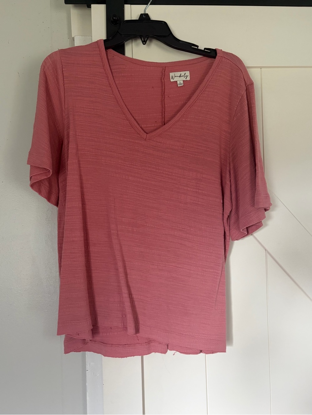 Wonderly Rose Pink V-Neck Short Sleeve Top